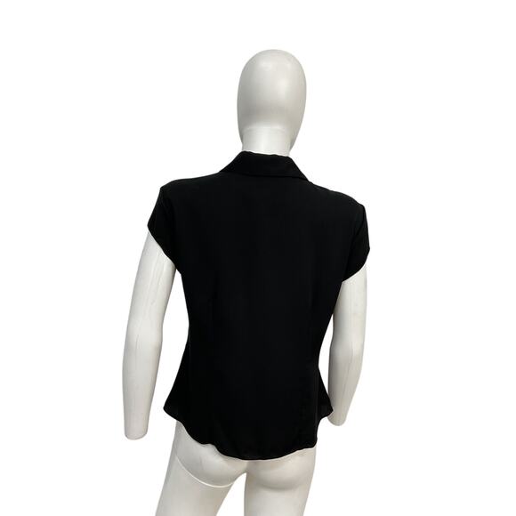 Theory Short Sleeve Black Silk Blouse Size M - Picture 3 of 4